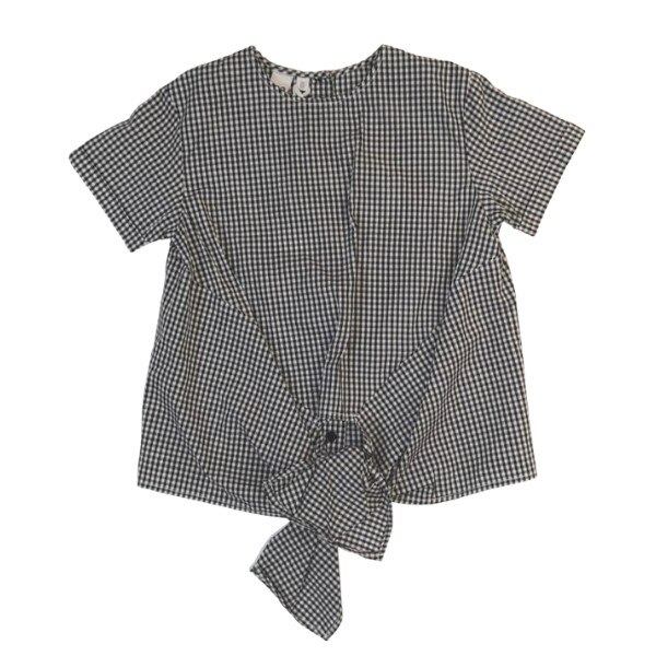 Tricou fete iDO, negru-alb, model in carouri