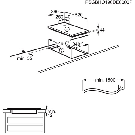 Plita incorporabila AEG IKE42640KB, Inductie, 2 zone de gatit, Touch control, Negru