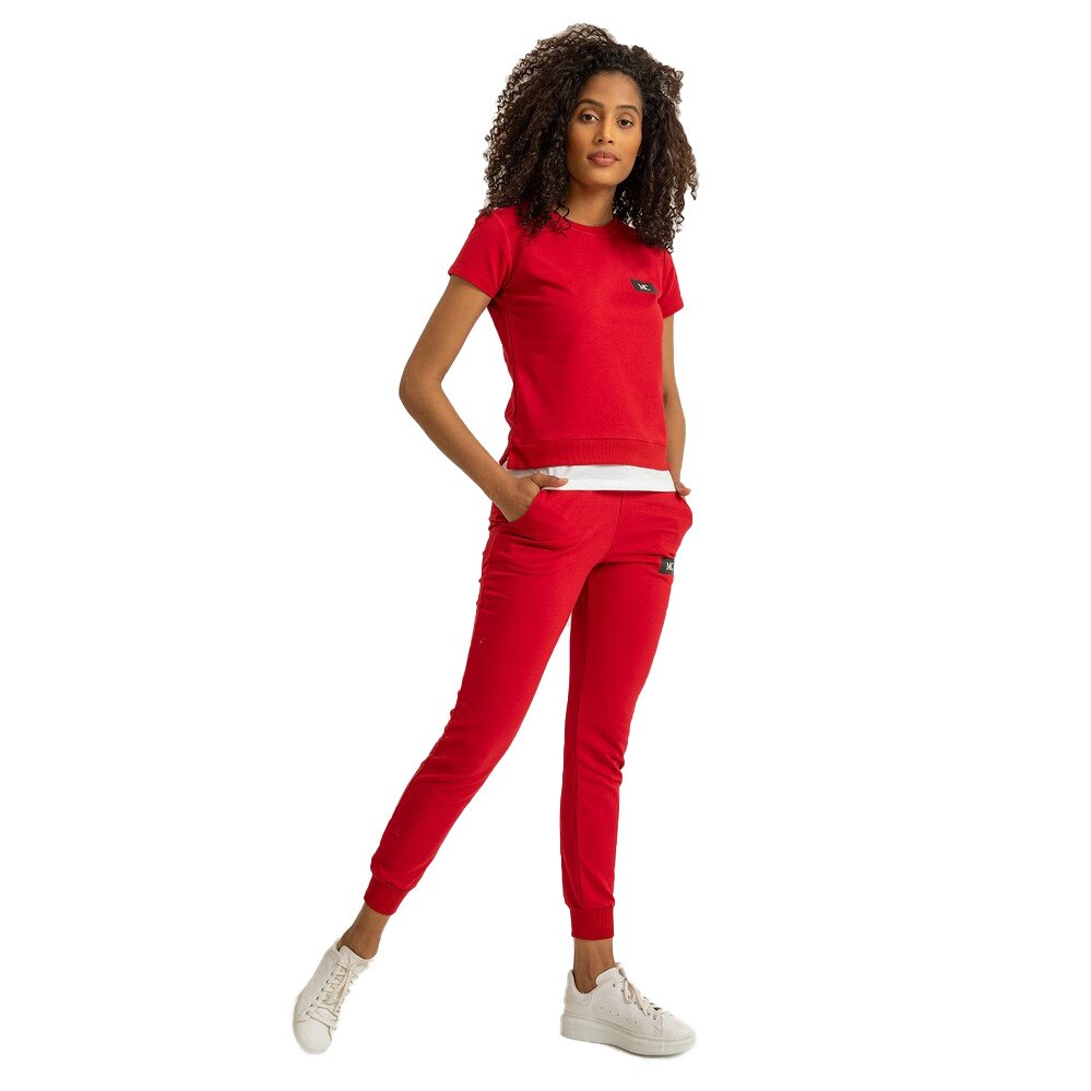 Trening Sunny, rosu, maneca scurta, bumbac, S