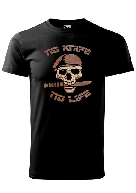 Tricou cu maneca scurta,K-off,negru,No knife no life