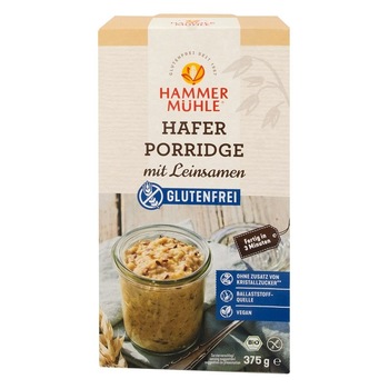 Terci bio de ovaz fara gluten cu seminte de in, Hammer Muhle 375g Terci bio de ovaz fara gluten cu seminte de in, Hammer Muhle 375g