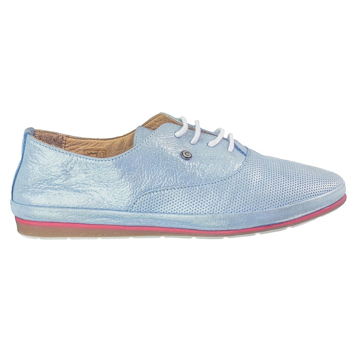 Дамски обувки Caspian casual-sport естествена кожа, Светло син металик
