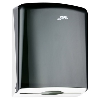 Dispenser prosoape pliate din hartie Jofel, plastic negru semitransparent Dispenser prosoape pliate din hartie Jofel, plastic negru semitransparent