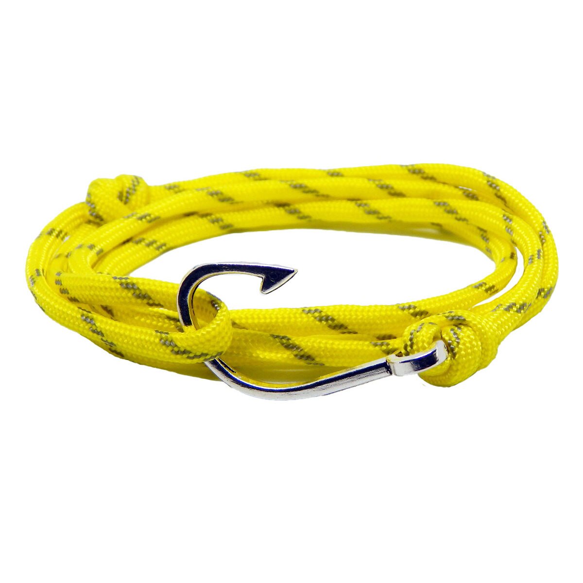 Bratara reglabila din snur paracord galben si inchizatoare Hook