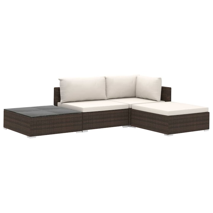vidaXL 4-részes barna polyrattan kerti bútorszett párnákkal 32.2 kg 46777
