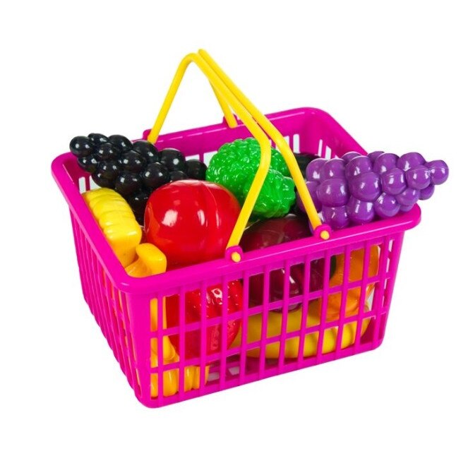 Cos supermarket cu fructe, multicolor, 3 ani +