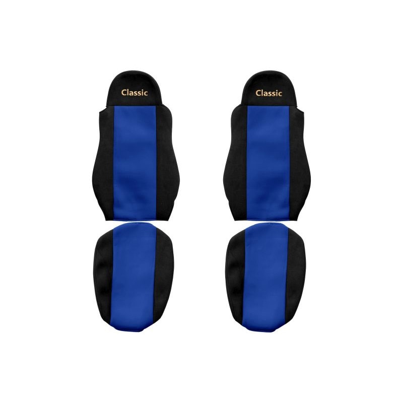 Set huse scaun camion, F-core, Classic, pentru DAF 95 XF, CF 85, LF 45, LF 55, XF 105, XF, Albastru