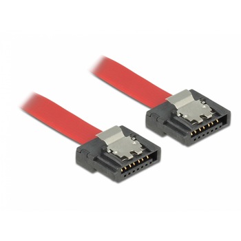 Cablu SATA FLEXI 6 Gb/s 10 cm red metal, Delock 83832 Cablu SATA FLEXI 6 Gb/s 10 cm red metal, Delock 83832