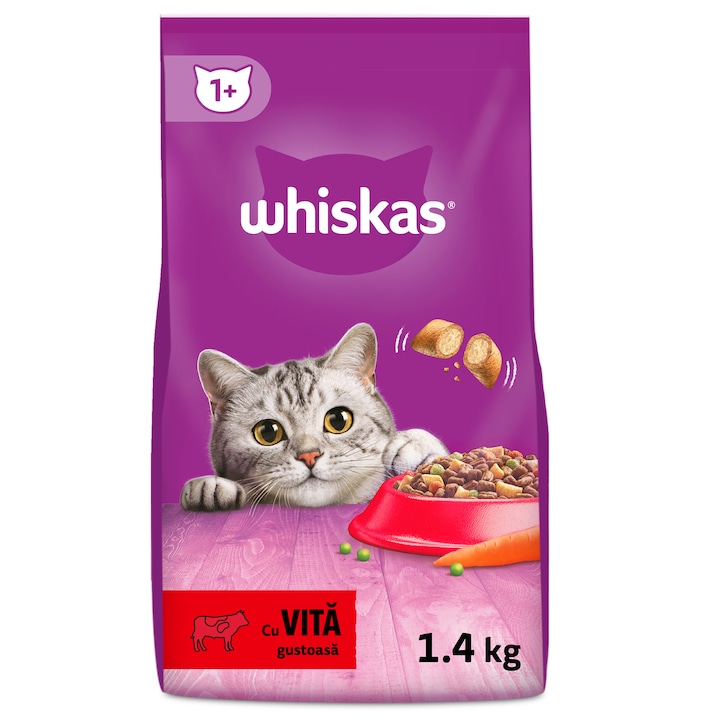 Суха храна за котки Whiskas, Телешко, 1.4 кг