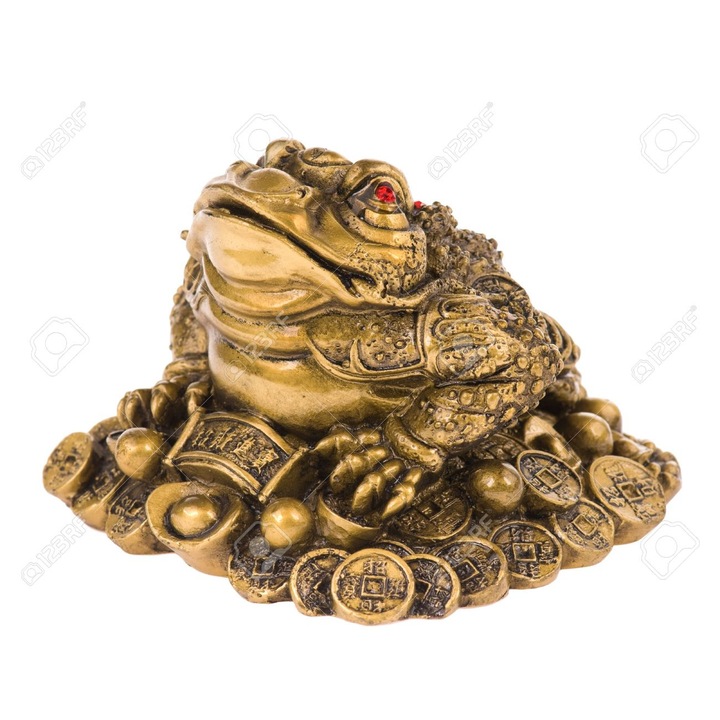 Feng shui szobrocska Béka érmével a szájban, szerencse és jólét, 1 kg