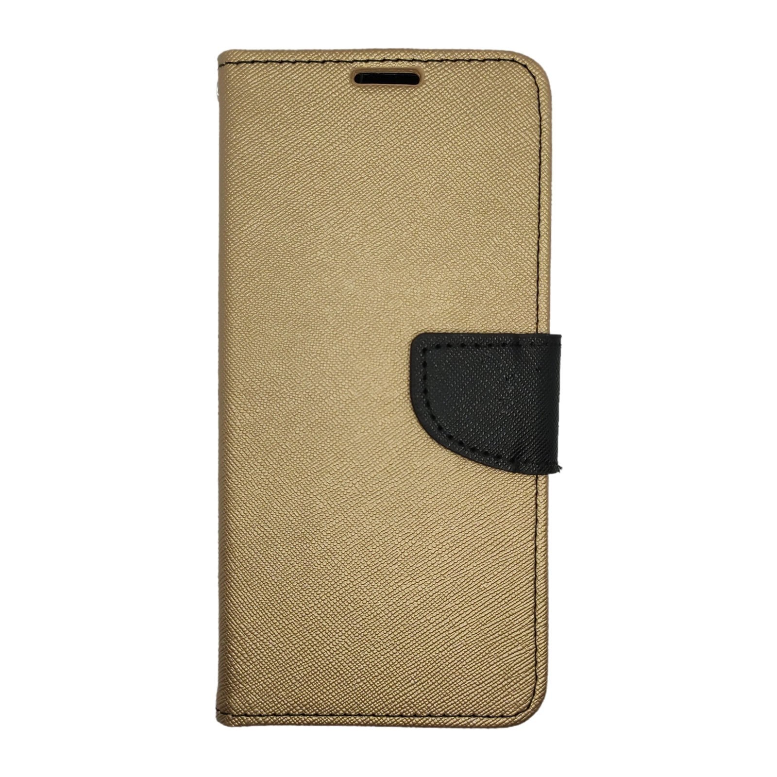 Husa Flip Carte Samsung Galaxy A50 model Dual, Portofel, Antisoc Auriu/Negru