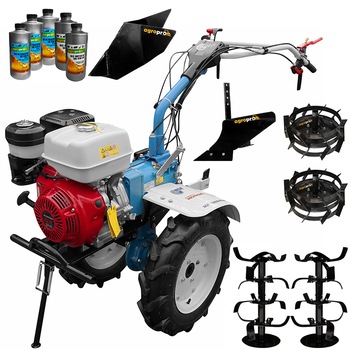 Pachet motocultor profesional AGT 13000, motor Honda GX340 11CP, latime lucru 120cm, freze, roti cauciuc, rarita fixa, roti metal, plug arat, 5L ulei AgroPro Pachet motocultor profesional AGT 13000, motor Honda GX340 11CP, latime lucru 120cm, freze, roti cauciuc, rarita fixa, roti metal, plug arat, 5L ulei AgroPro