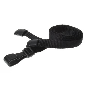Set 10 buc snur ecuson legitimatie textil cu sistem breakaway antistrangulare si clips plastic, negru Set 10 buc snur ecuson legitimatie textil cu sistem breakaway antistrangulare si clips plastic, negru