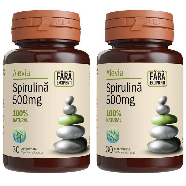 Хранителна добавка спирулина Alevia, 2x30, 500 мг