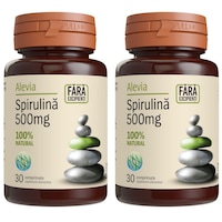 Supliment alimentar Spirulină 500 mg Alevia, 30 comprimate + 30 comprimate