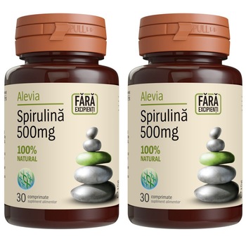 Supliment alimentar Spirulină 500 mg Alevia, 30 comprimate + 30 comprimate Supliment alimentar Spirulină 500 mg Alevia, 30 comprimate + 30 comprimate