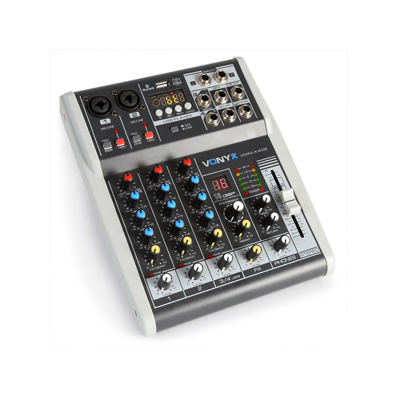 Mixer Analogic Pasiv 4x Canale Vonyx VMM-K402 BT-USB-DSP-48V