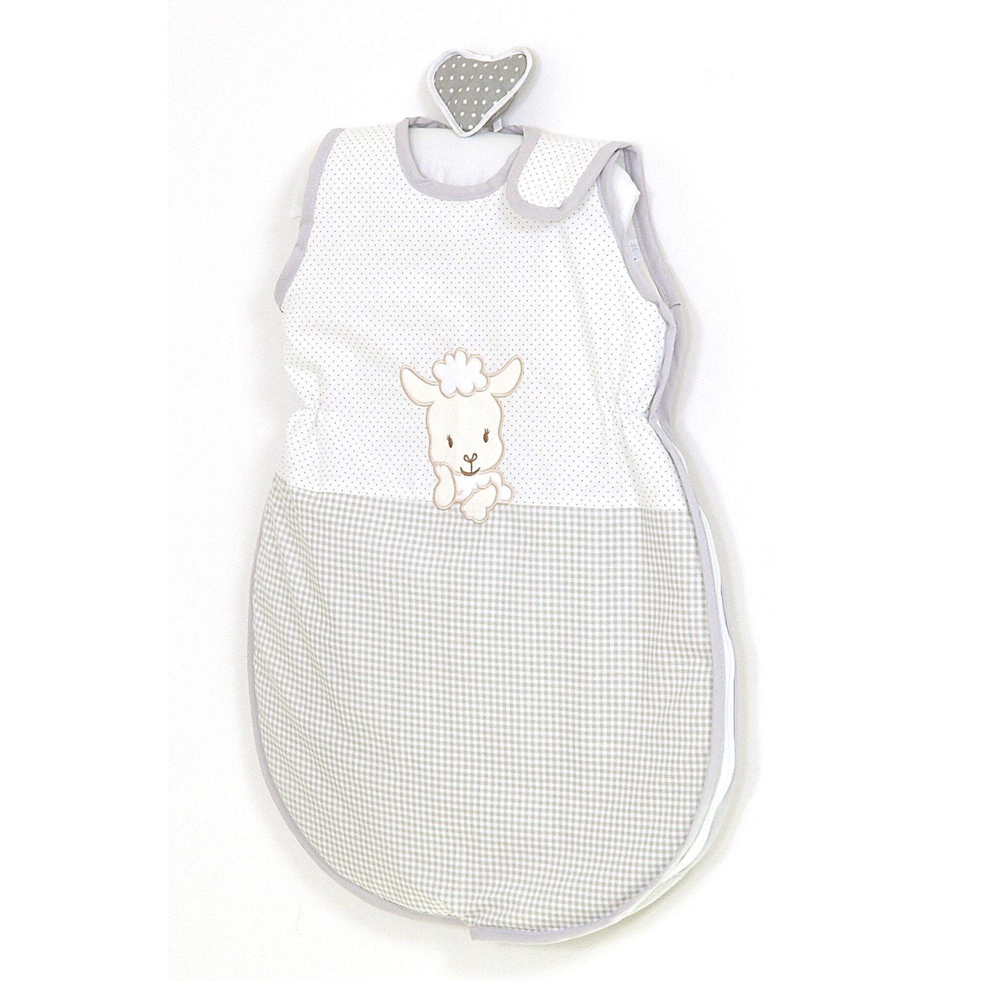 Sac de dormit din bumbac cu broderie pentru bebelusi Oita, Gri 80 cm