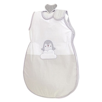Sac de dormit din bumbac cu broderie pentru bebelusi, Pinguin 80 cm Sac de dormit din bumbac cu broderie pentru bebelusi, Pinguin 80 cm
