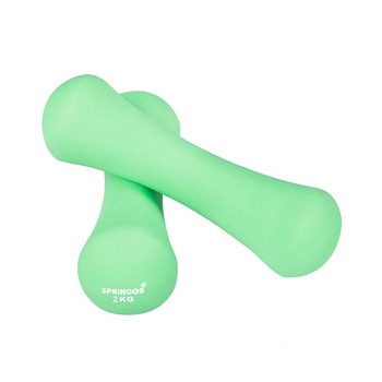 Set 2 gantere greutati pentru exercitii fitness, 2x2 kg, verde Set 2 gantere greutati pentru exercitii fitness, 2x2 kg, verde