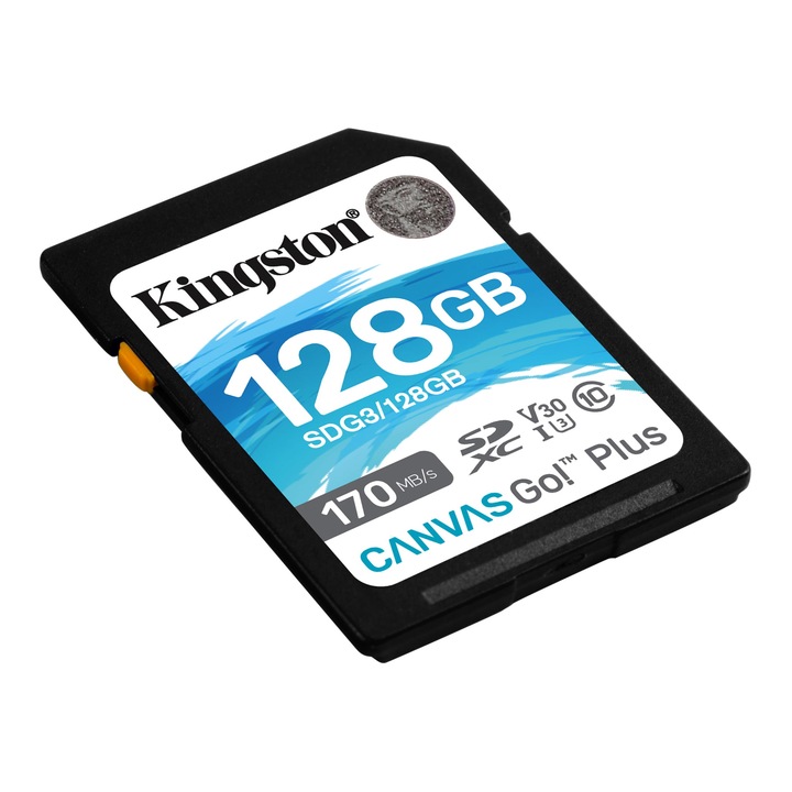 Card de memorie SD Kingston Canvas GO Plus, 128GB, Clasa 10, UHS-I, Adaptor inclus