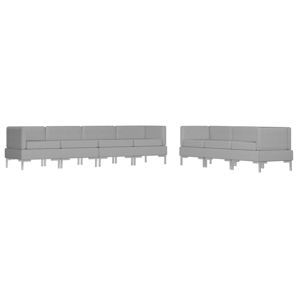 Set de canapea tapitata cu 7 piese, vidaXL, Tesatura, 260 x 65 x 65 cm, Gri deschis