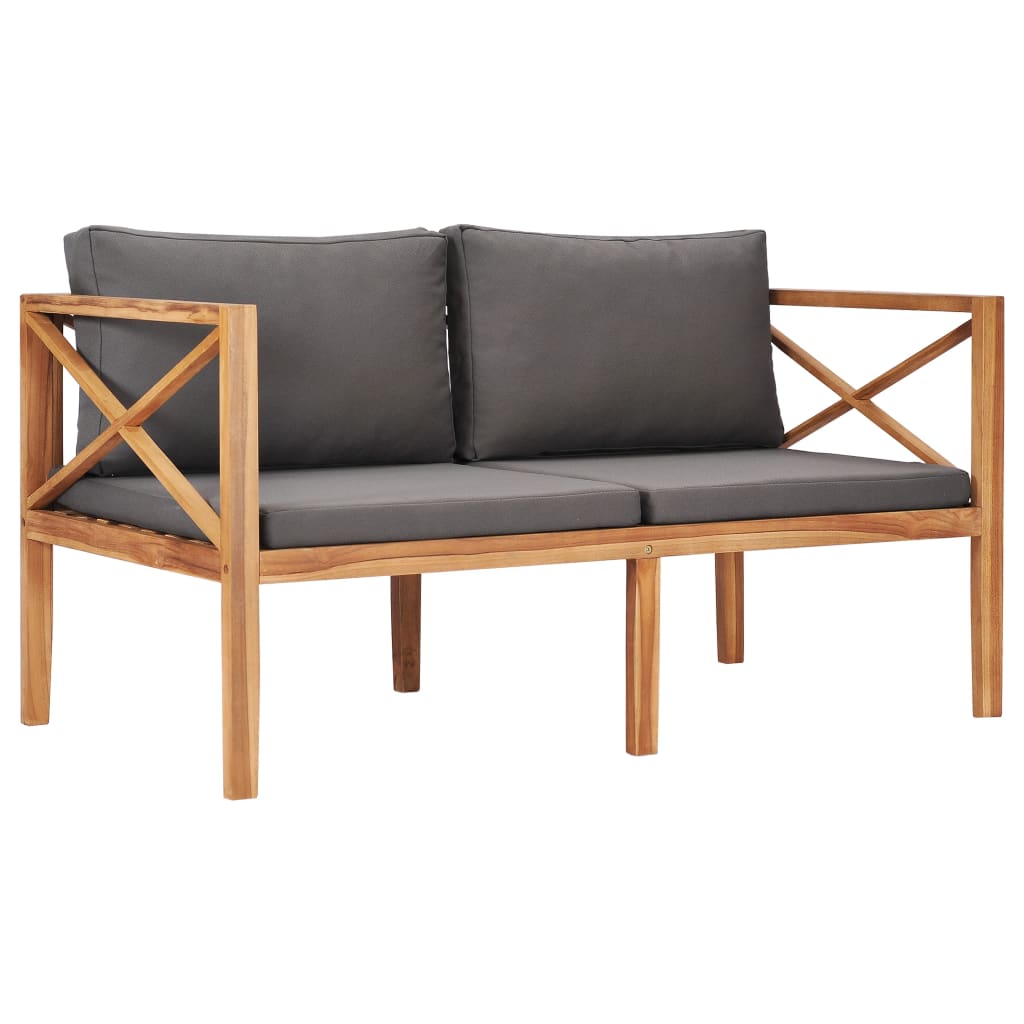 Banca de gradina cu perne antracit, vidaXL, Lemn, 122 x 65 x 60 cm, Maro