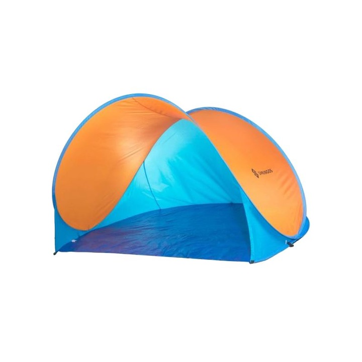 Cort Pop-Up pentru Plaja, semi-deschis, protectie solara UV, 200x120 cm, albastru/portocaliu