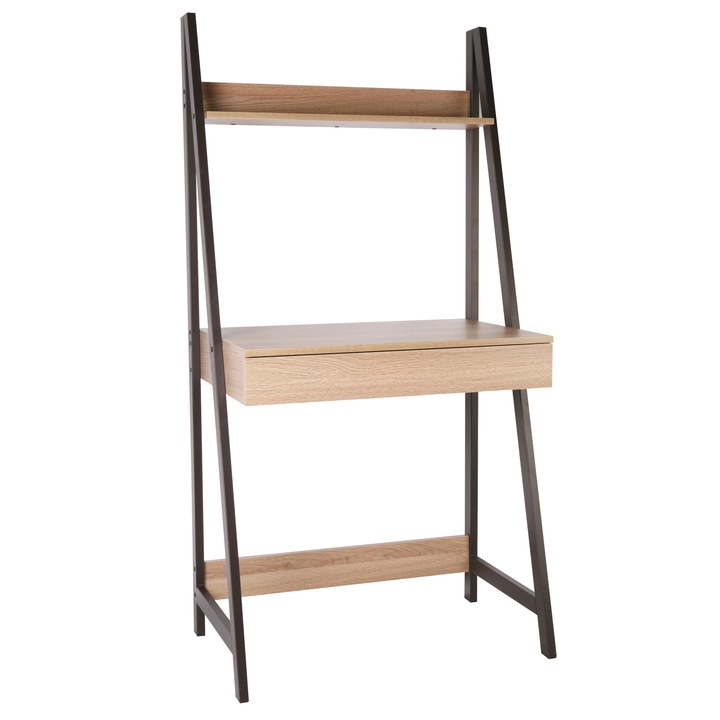 Birou multifunctional Blueberg, Metal + Mdf, Dimeniuni 74×48×146.5cm, Negru/Bej, CT1626