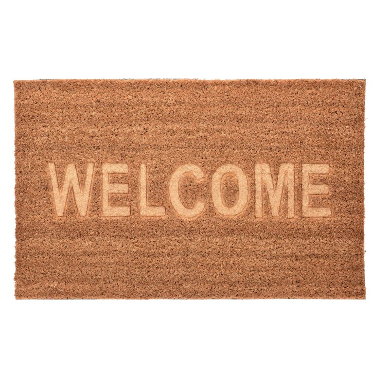 Covoras intrare fibra cocos, Dimensiune 40x60cm Welcome, culoarea Maro