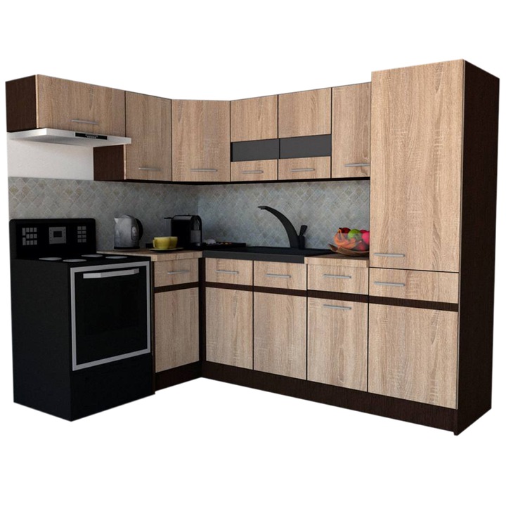 Set Bucatarie de Colt GENA NEW 4 ST. 160-230, Genarom, Fara Corp de Cuptor, Stejar Sonoma