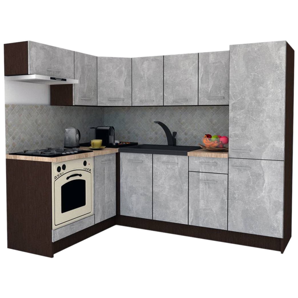 Set Bucatarie de Colt GENA NEW 3 ST. 160-230, Genarom, Cu Corp de Cuptor, Wenge / Decor 4298