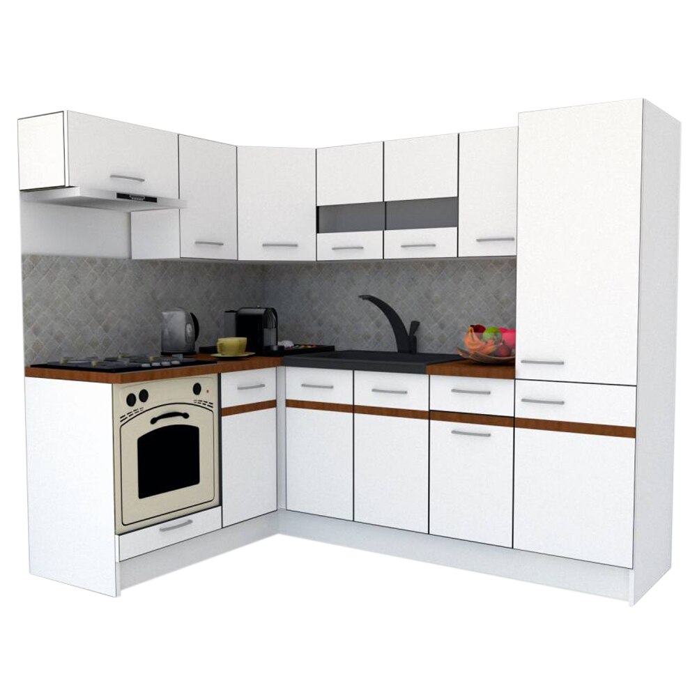 Set Bucatarie de Colt GENA NEW 3 ST. 160-230, Genarom, Cu Corp de Cuptor, Alb