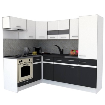 Set Bucatarie de Colt GENA NEW 3 ST. 160-230, Genarom, Cu Corp de Cuptor, Alb / Gri Set Bucatarie de Colt GENA NEW 3 ST. 160-230, Genarom, Cu Corp de Cuptor, Alb / Gri