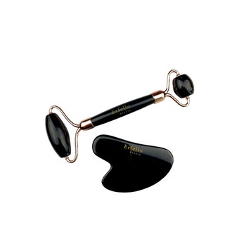 Rola Black obsidian by Erfello cu Gua Sha, pentru masaj facial si corporal , Tratament facial tip Jade Roller Rola Black obsidian by Erfello cu Gua Sha, pentru masaj facial si corporal , Tratament facial tip Jade Roller