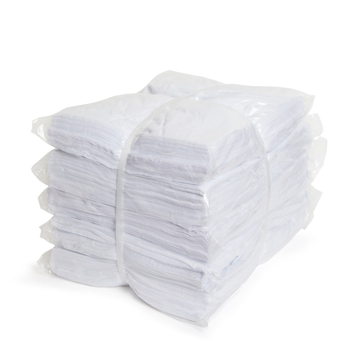 Lavete bumbac Acticlin, 50x50 cm, pachet 3 kg, Alb, cca 100 bucati