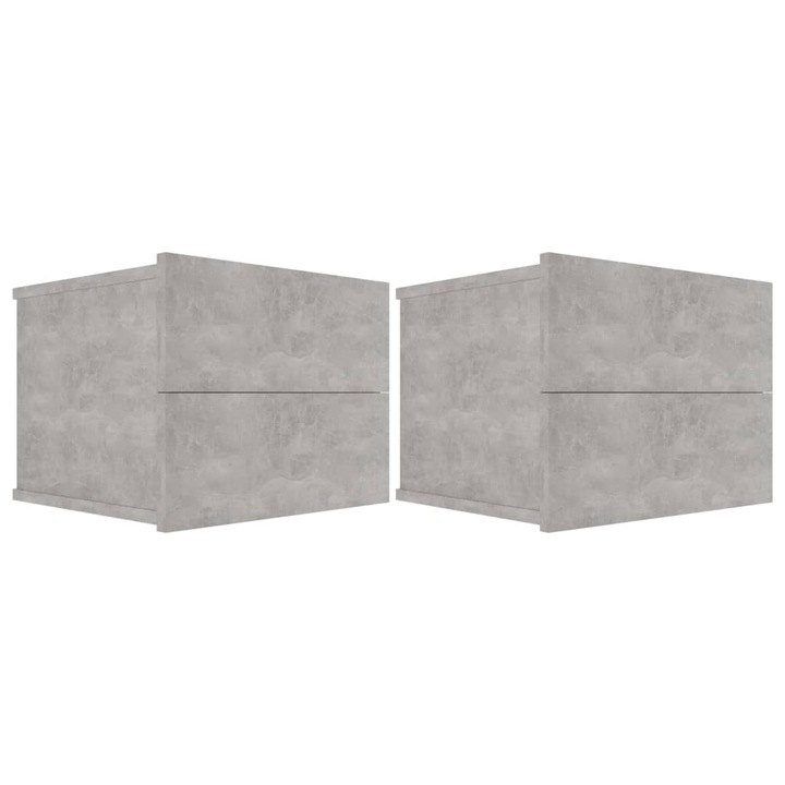 Set noptiere vidaXL, 2 buc., gri beton, 40 x 30 x 30 cm, PAL, 16 kg