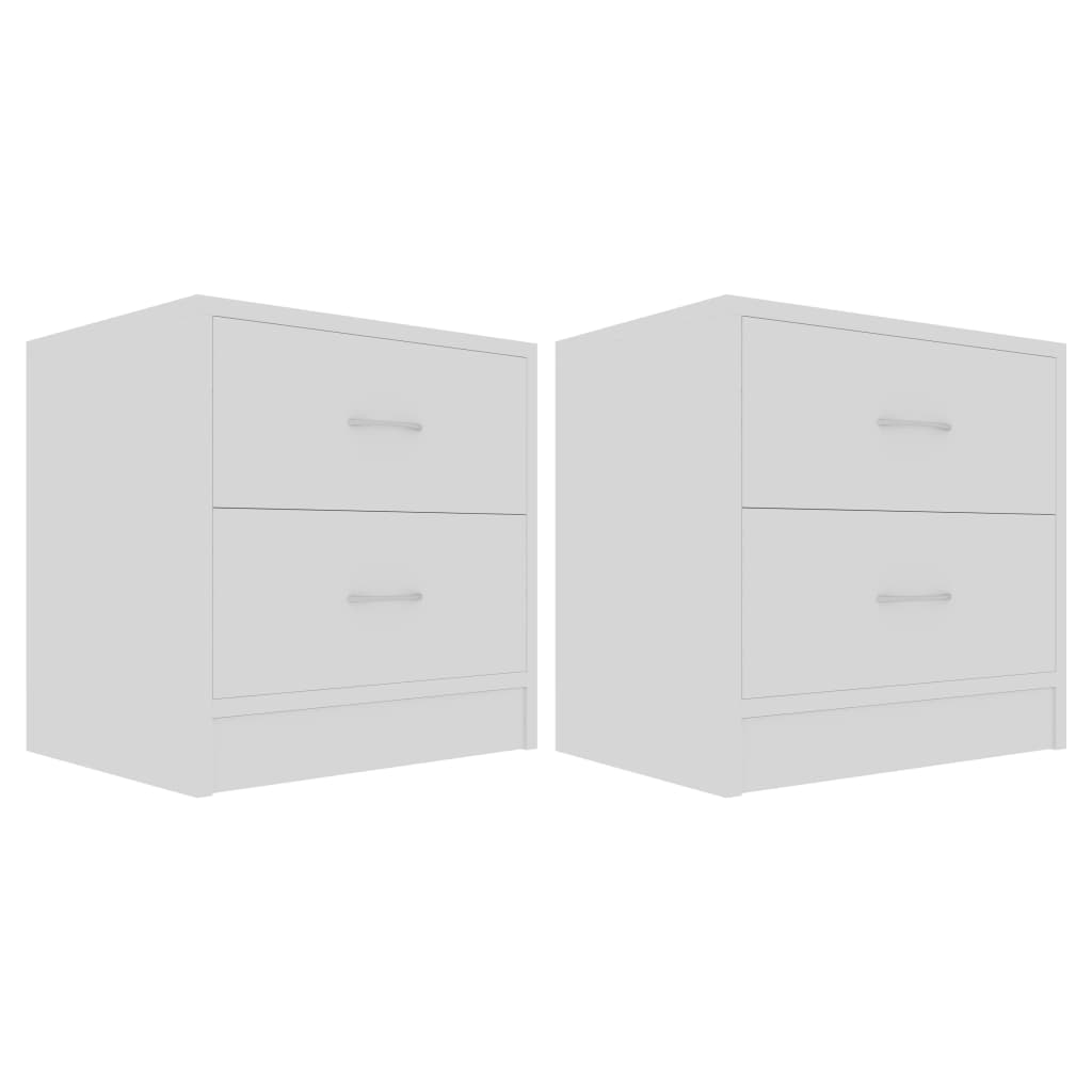 Set 2 noptiere cu sertare, vidaXL, PAL extralucios, 40 x 30 x 40 cm, Alb
