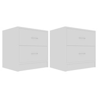 Set 2 noptiere cu sertare, vidaXL, PAL extralucios, 40 x 30 x 40 cm, Alb