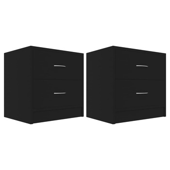 Set de 2 noptiere cu 2 sertare, vidaXL, PAL, 40 x 30 x 40 cm, Negru Set de 2 noptiere cu 2 sertare, vidaXL, PAL, 40 x 30 x 40 cm, Negru