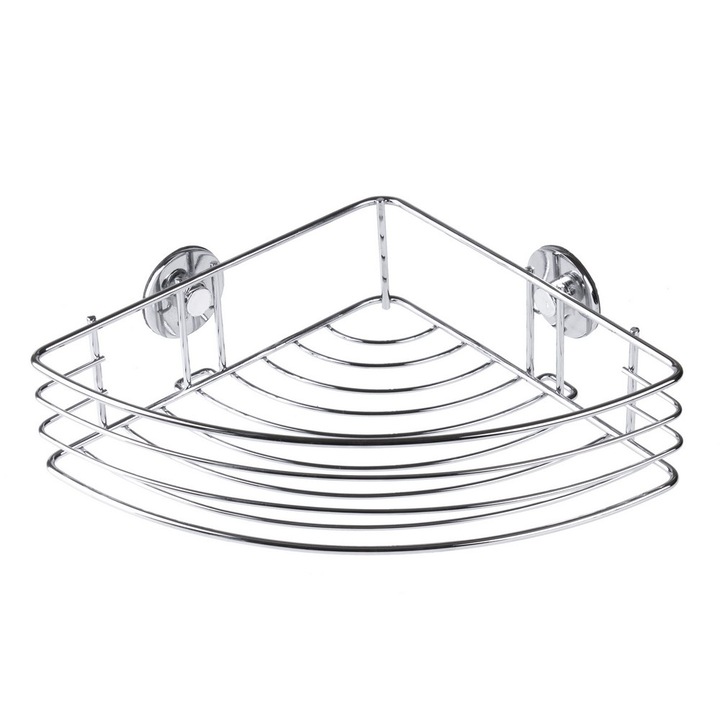 Etajera cromata de colt pentru baie cu prindere autoadeziva AWD02081130