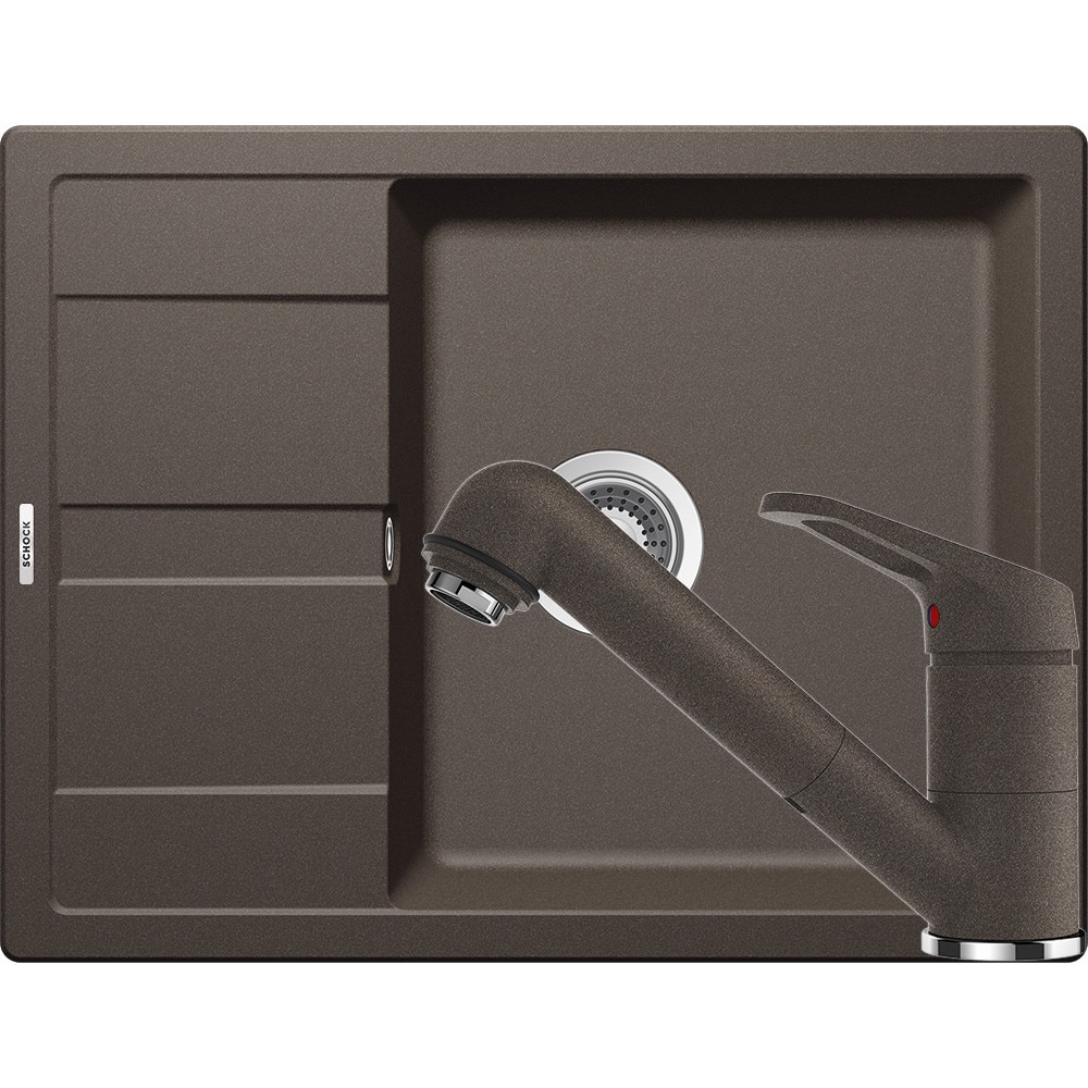 Kit chiuveta Schock Ronda D-100L 650 x 500 mm si baterie Schock Cosmo cu Dus Extractibil Inca Cristalite