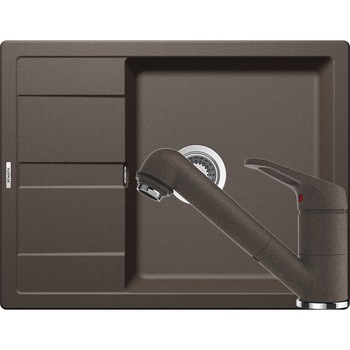 Kit chiuveta Schock Ronda D-100L 650 x 500 mm si baterie Schock Cosmo cu Dus Extractibil Inca Cristalite Kit chiuveta Schock Ronda D-100L 650 x 500 mm si baterie Schock Cosmo cu Dus Extractibil Inca Cristalite