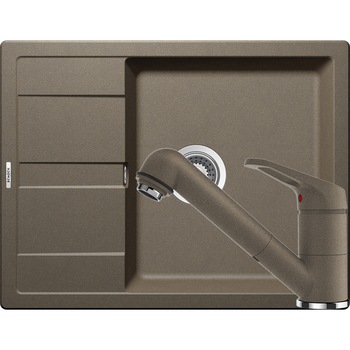 Kit chiuveta Schock Ronda D-100L 650 x 500 mm si baterie Schock Cosmo cu Dus Extractibil Alpaca Cristalite Kit chiuveta Schock Ronda D-100L 650 x 500 mm si baterie Schock Cosmo cu Dus Extractibil Alpaca Cristalite