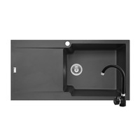 pachet 2in1 chiuveta pyramis level artithek si baterie inalta dimensiune 1000x500mm adancime 210mm cuva dreapta soft compozit negru imagen 9_0_
0