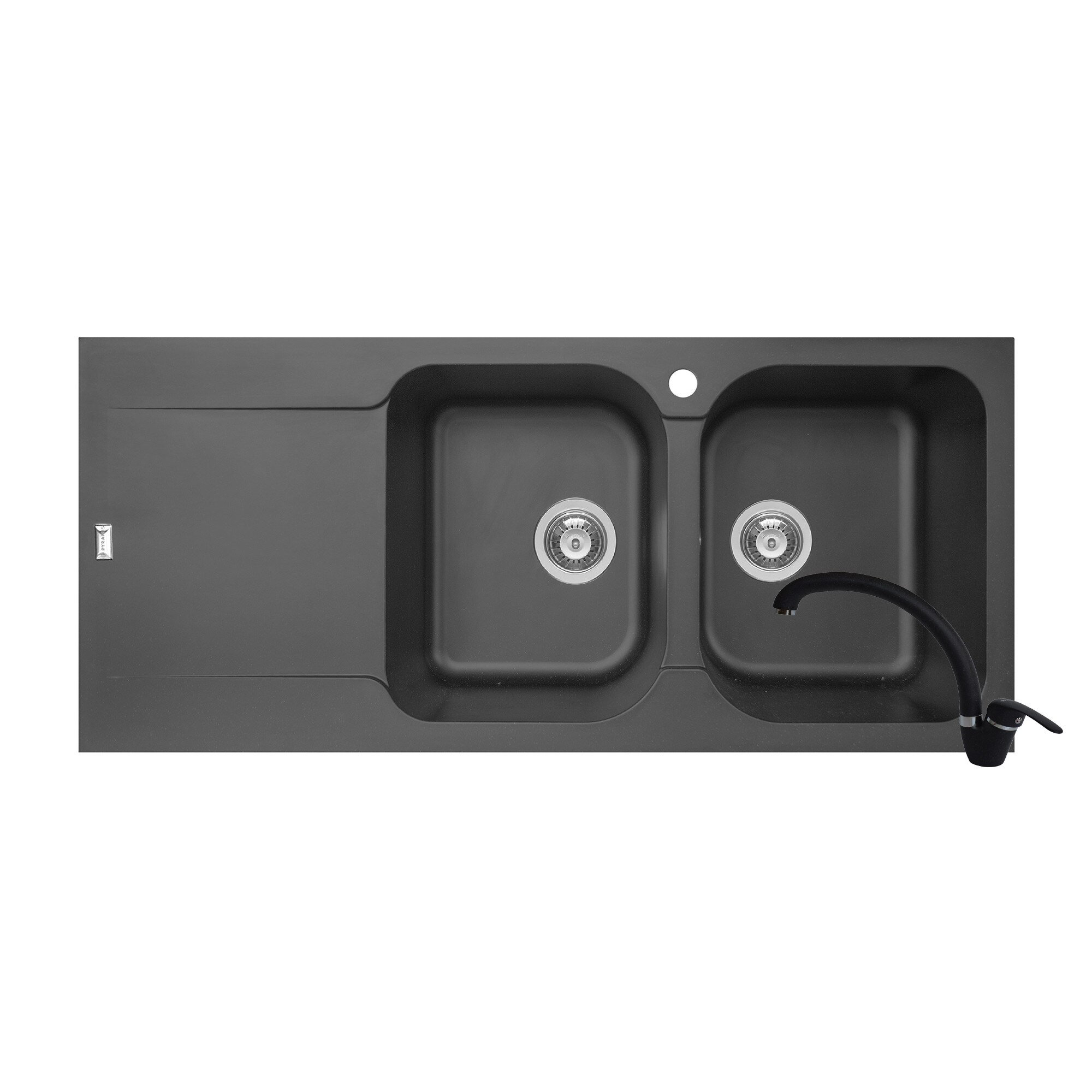 Pachet 2in1 chiuveta Pyramis Level ARTITHEK si baterie lebada dimensiune 1160x500mm adancime 200mm cuve dreapta soft compozit negru