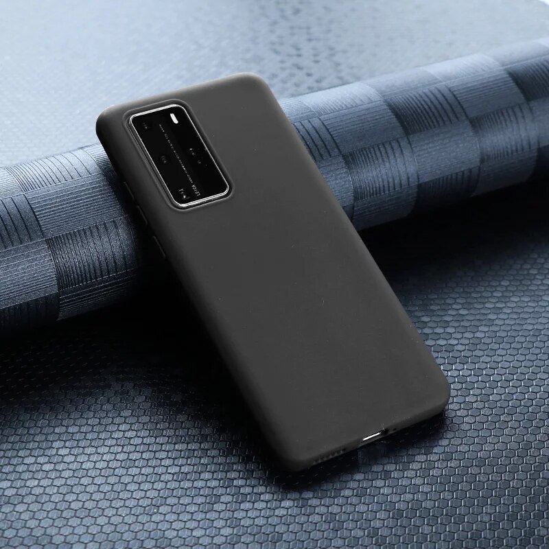 Husa silicon antisoc cu microfibra in interior compatibila cu Huawei P40 Pro Negru