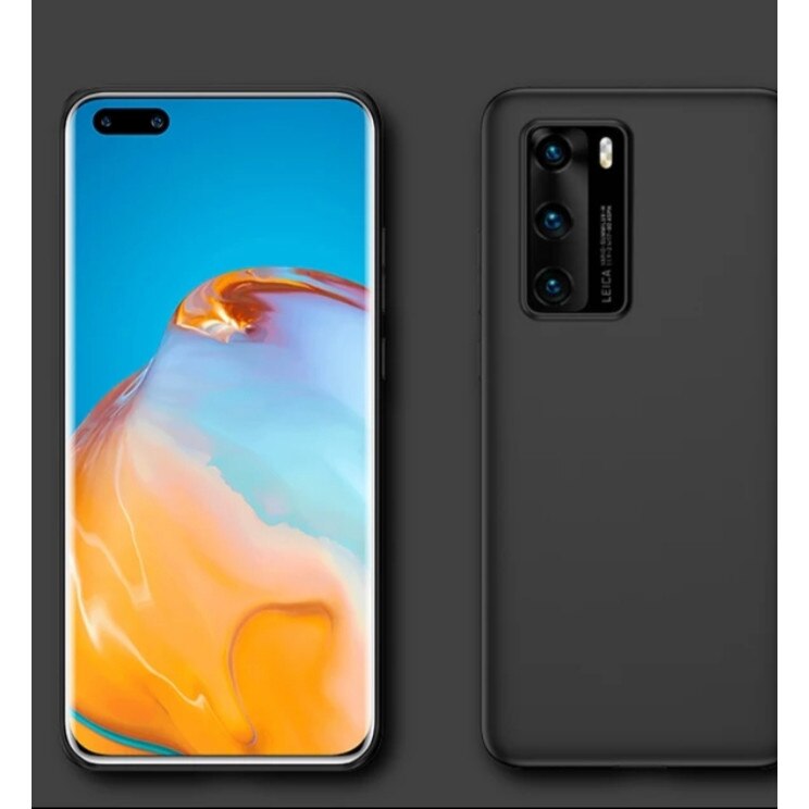 Husa silicon antisoc cu microfibra in interior compatibila cu Huawei P40 Pro Negru