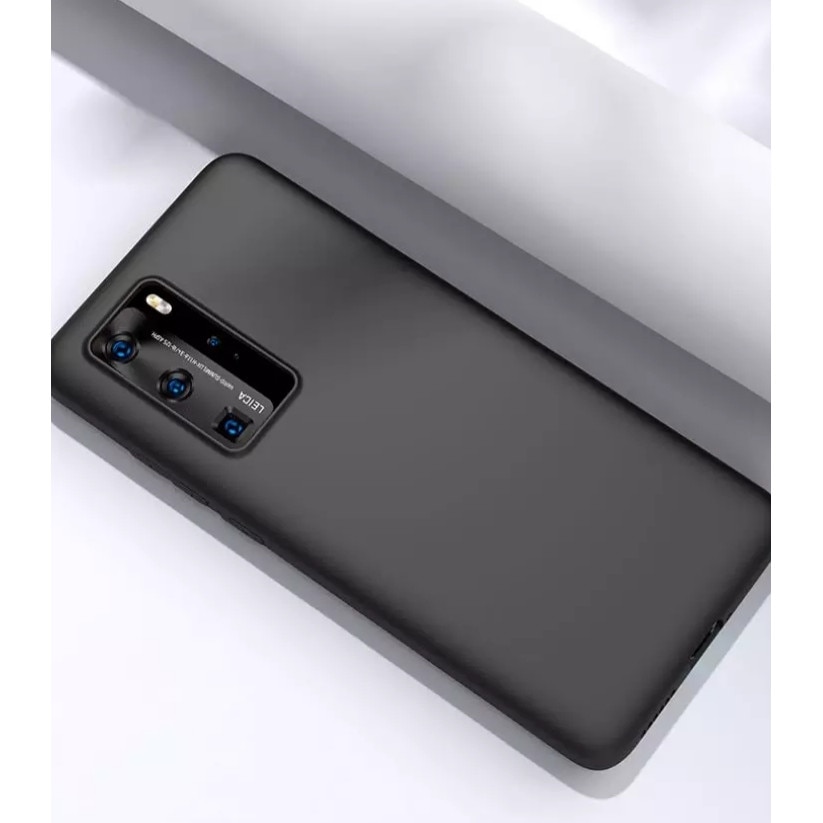 Husa silicon antisoc cu microfibra in interior compatibila cu Huawei P40 Pro Negru