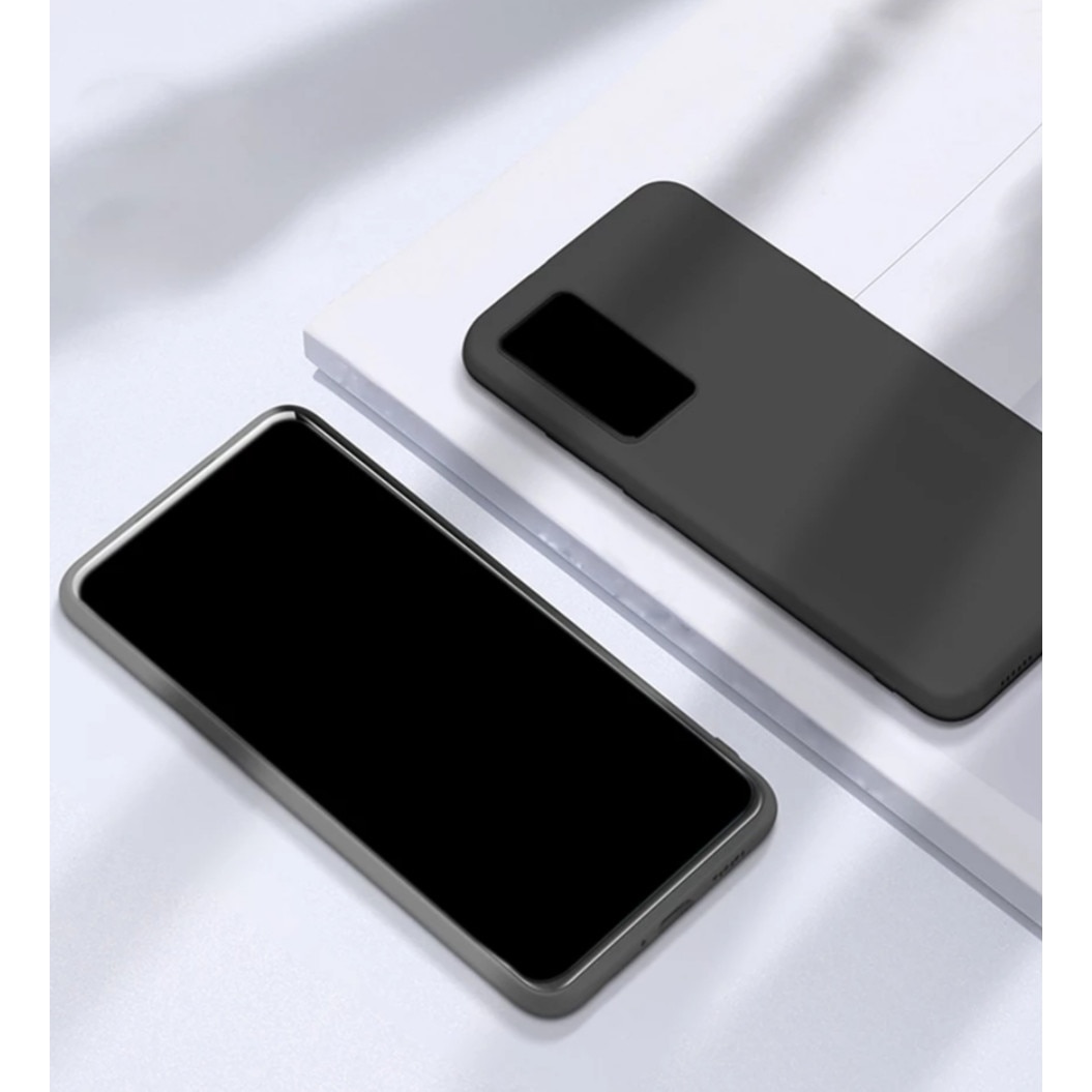 Husa silicon antisoc cu microfibra in interior compatibila cu Huawei P40 Pro Negru
